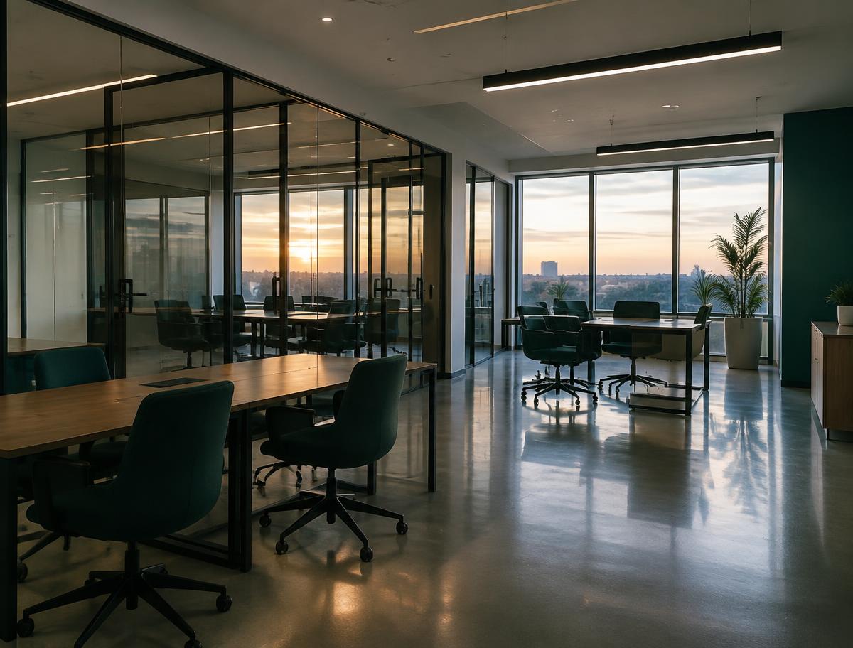 Freshly cleaned modern office interior